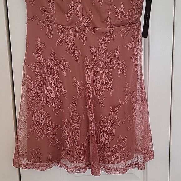 Lulus Fueled by Love Mauve Pink Lace Mini Skater Dress Size S - Picture 6 of 15